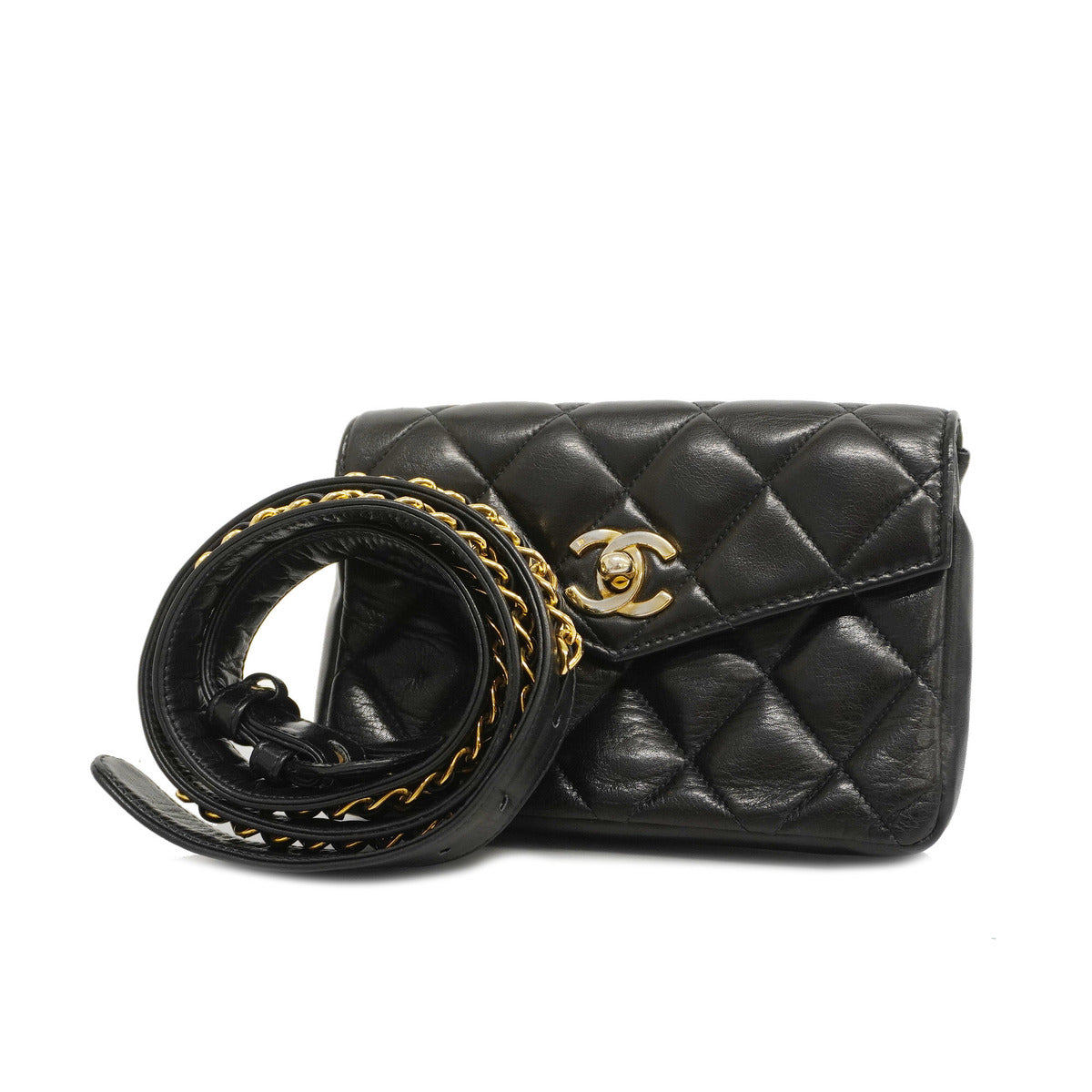Chanel Waist Bag Matelasse Lambskin Black