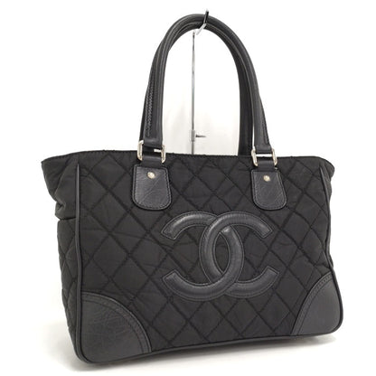 Chanel Tote Bag Paris New York Line Cocomark Nylon Leather Black