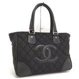 Chanel Tote Bag Paris New York Line Cocomark Nylon Leather Black