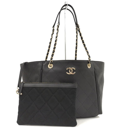 Chanel Chain Shoulder Bag Wild Stitch Leather Black