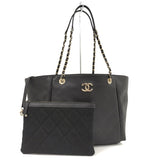 Chanel Chain Shoulder Bag Wild Stitch Leather Black