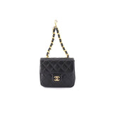 Chanel Mini Matelasse Chain Pouch Leather Black Gold Metal Fittings