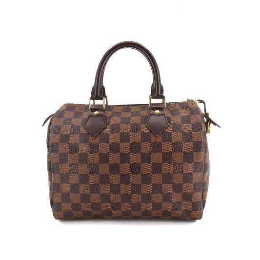 Louis Vuitton Damier Speedy 25 Hand Bag Ebene Brown Gold Hardware