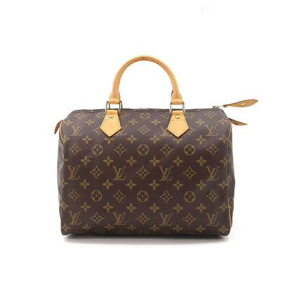 Louis Vuitton Monogram Speedy 30 Hand Bag Brown Gold Hardware