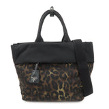 PRADA Logo Nylon 2Way Hand Tote Shoulder Bag Leopard Black B1959V