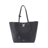 Louis Vuitton Lock Me Cabas Tote Bag Leather Noir Silver Hardware