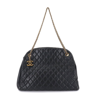 Chanel Mademoiselle Bowling Chain Shoulder Bag Leather Black