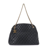 Chanel Mademoiselle Bowling Chain Shoulder Bag Leather Black