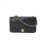 Chanel Matelasse Chain Shoulder Bag Leather Black Gold Metal Fittings