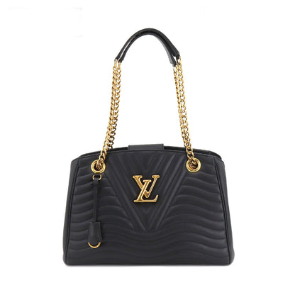 Louis Vuitton New Wave Chain Tote 2 Way Shoulder Bag Leather Noir