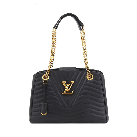 Louis Vuitton New Wave Chain Tote 2 Way Shoulder Bag Leather Noir