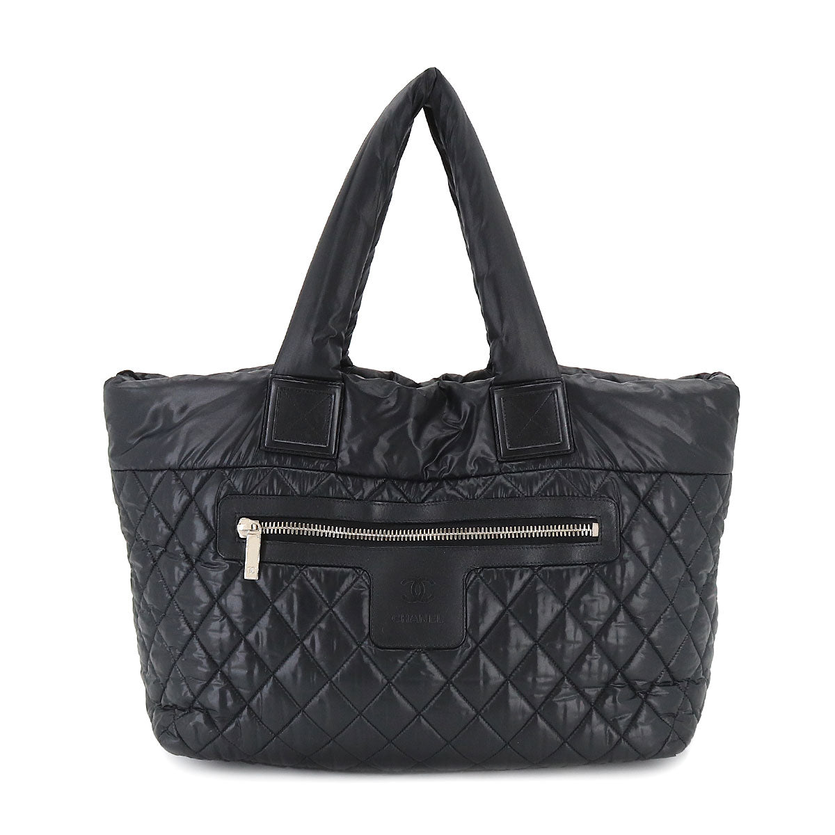 Chanel Coco Cocoon MM Medium Tote Bag Nylon Leather Black
