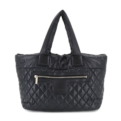 Chanel Coco Cocoon MM Medium Tote Bag Nylon Leather Black