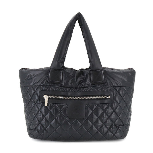 Chanel Coco Cocoon MM Medium Tote Bag Nylon Leather Black