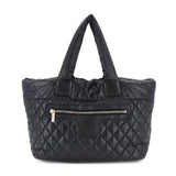Chanel Coco Cocoon MM Medium Tote Bag Nylon Leather Black