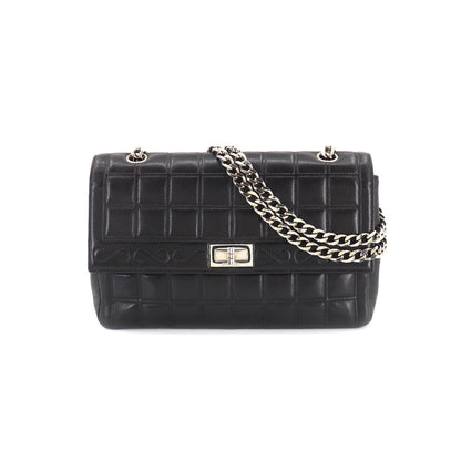 Chanel Chocolate Bar 2.55 Chain Shoulder Bag Black Leather