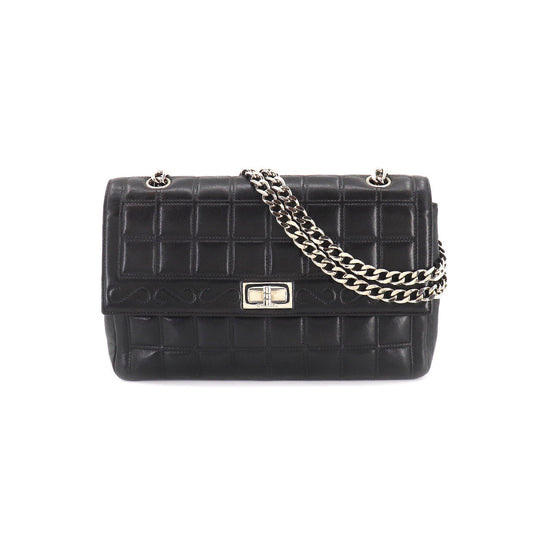 Chanel Chocolate Bar 2.55 Chain Shoulder Bag Black Leather