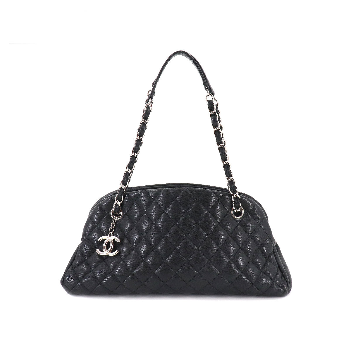 Chanel Mademoiselle Bowling Chain Shoulder Bag Caviar Skin Black