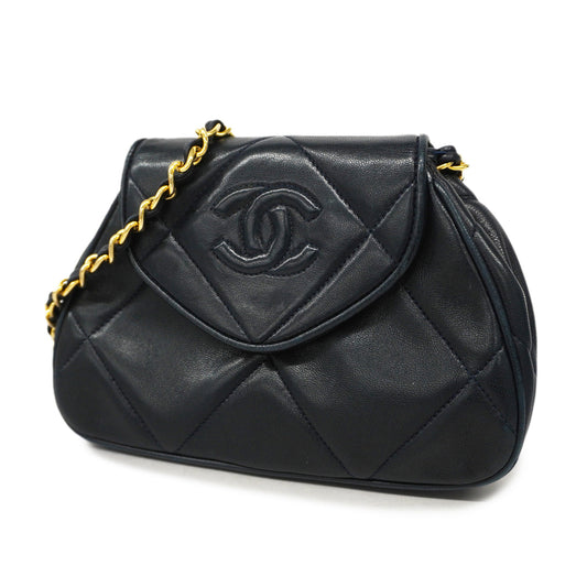 Chanel Shoulder Bag Matelasse Chain Lambskin Navy