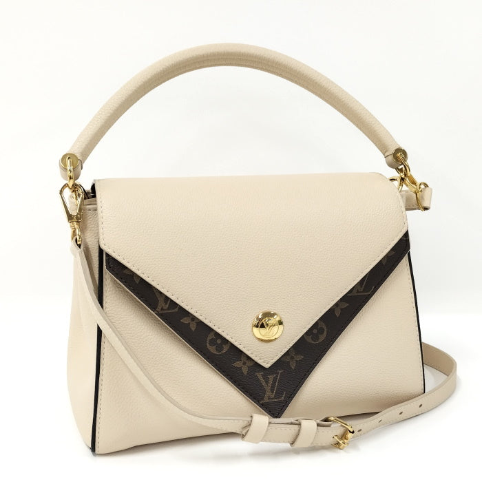 Louis Vuitton Double V Shoulder Bag Leather Monogram Creme
