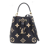 Louis Vuitton Bicolor Monogram Emplant NeoNoe MM Shoulder Bag Leather Black Beige