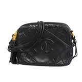 Chanel Shoulder Bag Matelasse Fringe Lambskin Navy