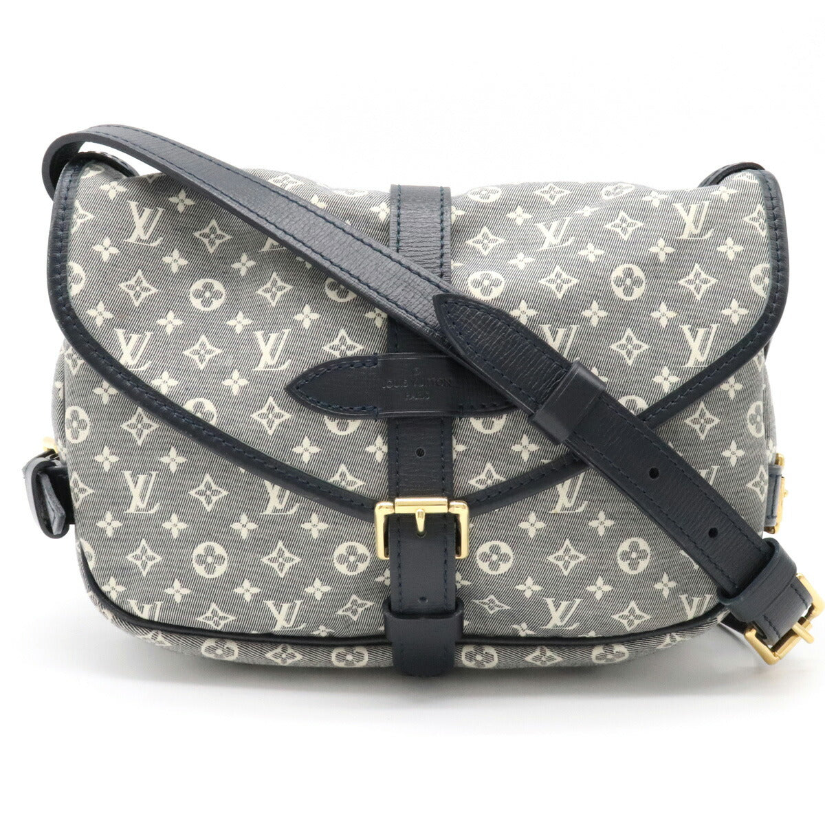 Louis Vuitton Monogram Idile Saumur PM Shoulder Bag Canvas Leather Ankle Blue