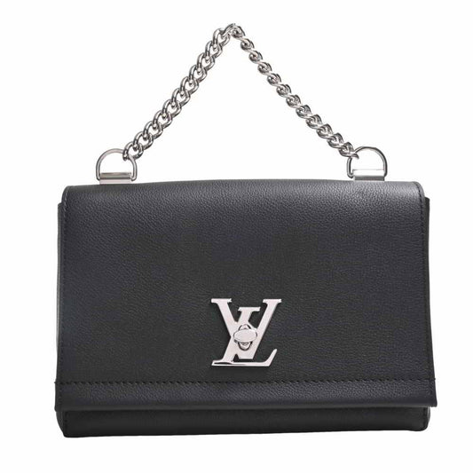 Louis Vuitton Leather LockMe Chain Shoulder Bag Noir Black