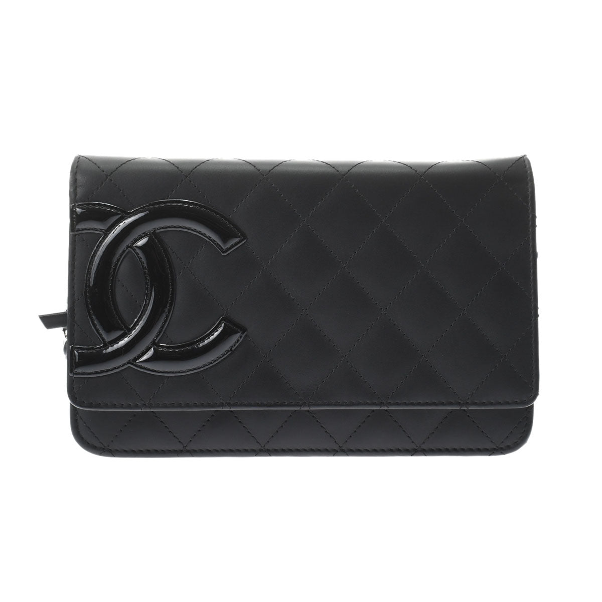 Chanel Line Black/Silver hardware Calfskin Women's Chain Wallet