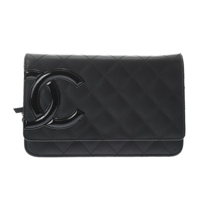 Chanel Line Black/Silver hardware Calfskin Women's Chain Wallet
