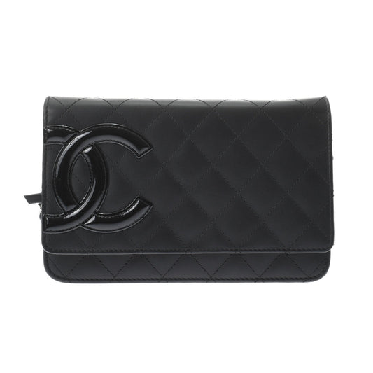 Chanel Line Black/Silver hardware Calfskin Women's Chain Wallet