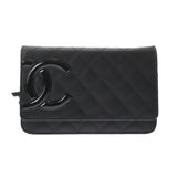 Chanel Line Black/Silver hardware Calfskin Women's Chain Wallet