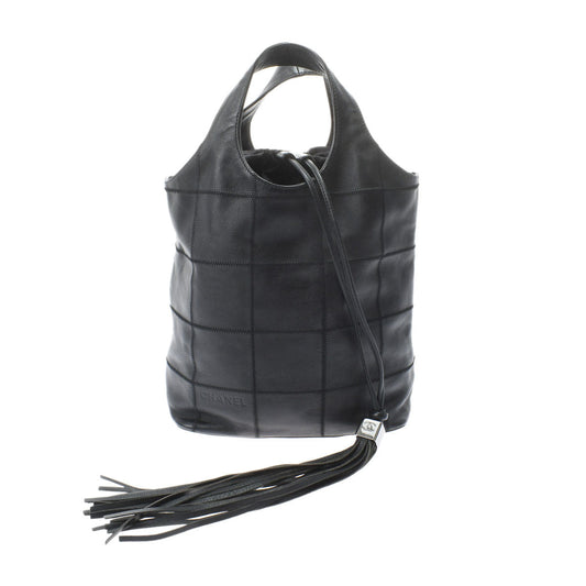 Chanel Chocolate Bar Fringe Black/Silver Hardware Calfskin Women's Handbag