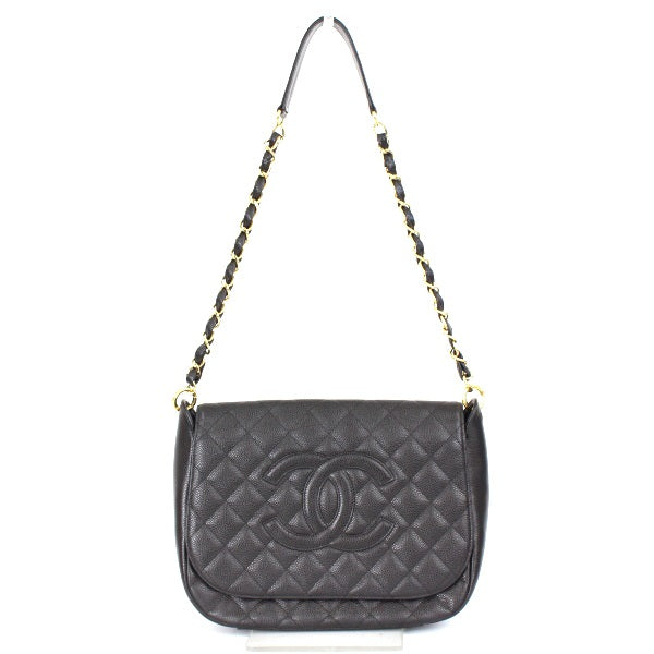 Chanel Chain Shoulder Bag Caviar Skin Cocomark Flap Black