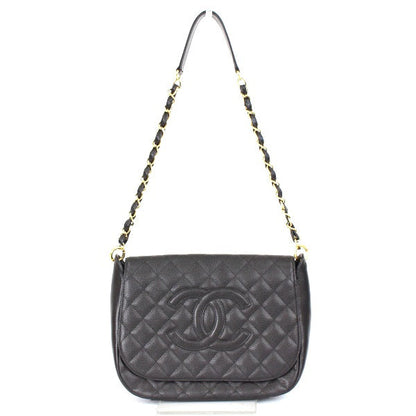 Chanel Chain Shoulder Bag Caviar Skin Cocomark Flap Black