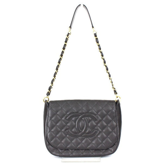 Chanel Chain Shoulder Bag Caviar Skin Cocomark Flap Black