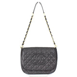 Chanel Chain Shoulder Bag Caviar Skin Cocomark Flap Black