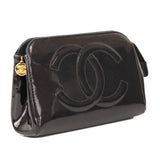 Chanel Cosmetic Pouch Enamel Coco Mark Black