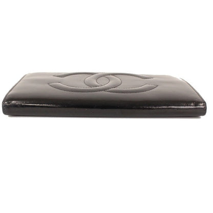 Chanel Patent Clasp Long Wallet Black