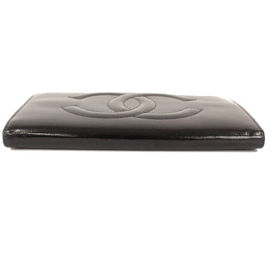 Chanel Patent Clasp Long Wallet Black