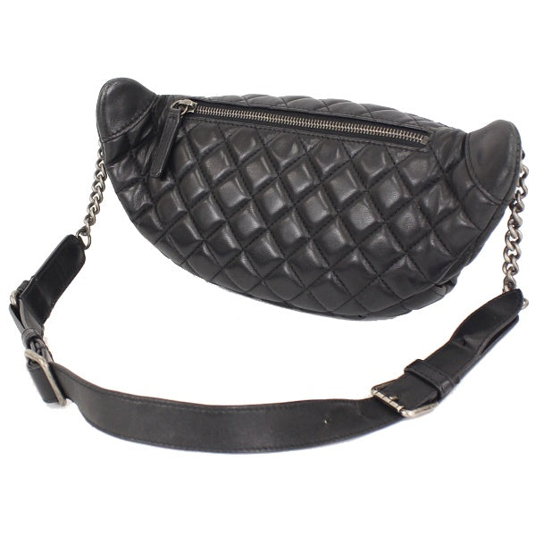 Chanel Matelasse Waist Bag Lambskin Pouch Black