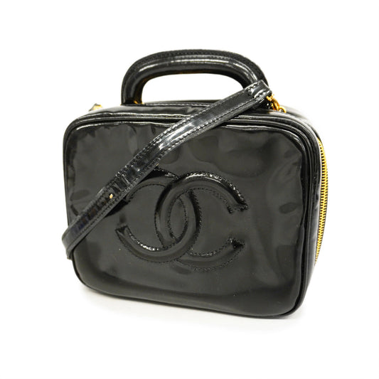 Chanel Vanity Bag Patent Leather Black