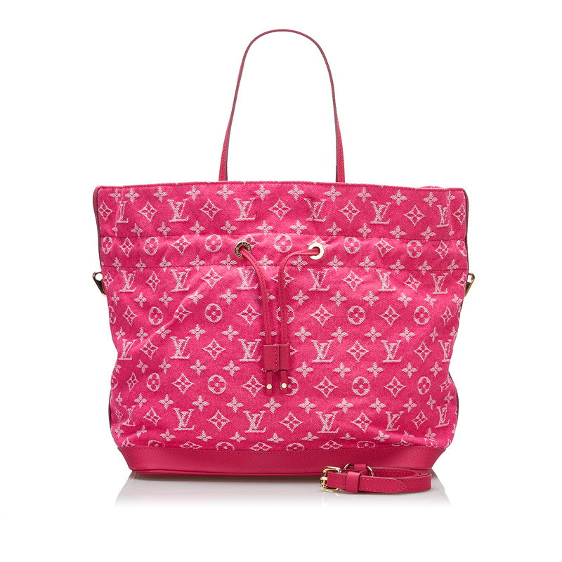 Louis Vuitton Noefle MM Denim Canvas Shoulder Bag Pink