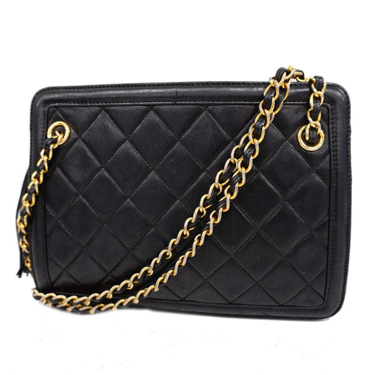 Chanel Shoulder Bag Matelasse Chain Lambskin Black