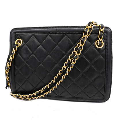 Chanel Shoulder Bag Matelasse Chain Lambskin Black