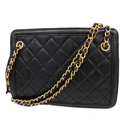 Chanel Shoulder Bag Matelasse Chain Lambskin Black