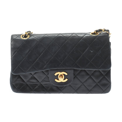 Chanel Matelasse W Flap W Chain Black/Gold Hardware Lambskin Women's Shoulder Bag