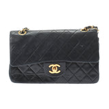 Chanel Matelasse W Flap W Chain Black/Gold Hardware Lambskin Women's Shoulder Bag