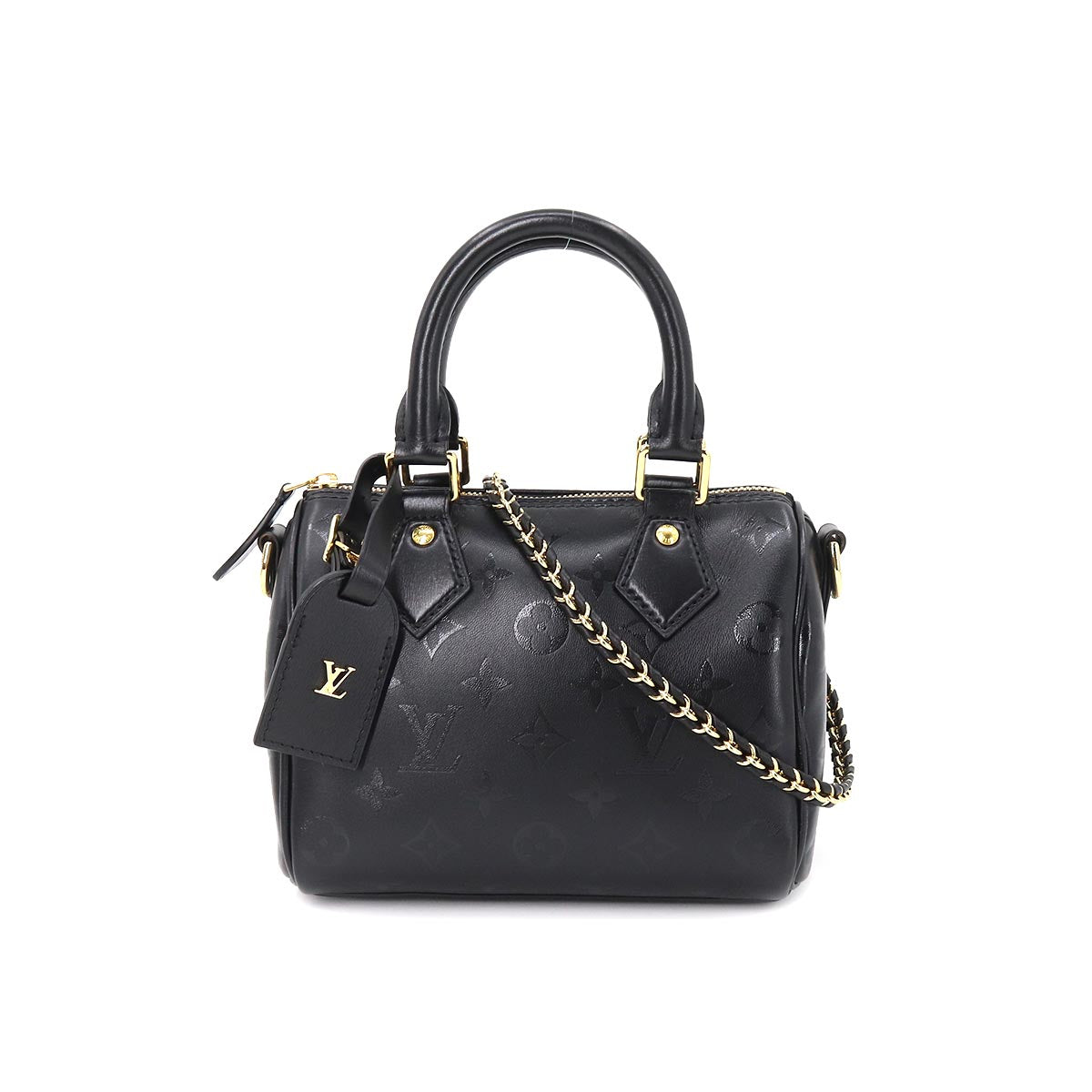 Louis Vuitton Speedy BB Empreinte Leather Chain Shoulder Bag Black