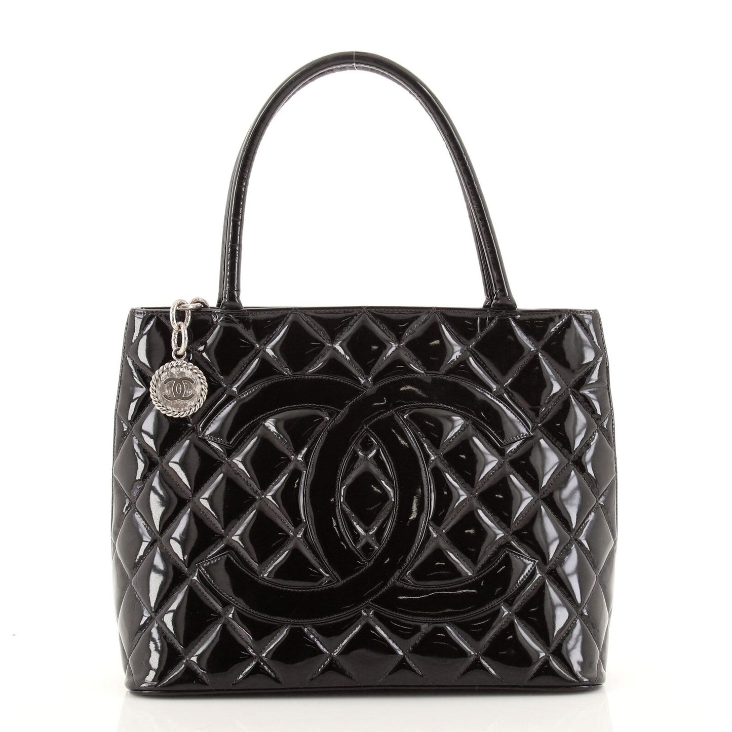 Chanel Medallion Tote Quilted Patent Black